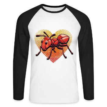 ant - Unisex Long Sleeve Baseball T-Shirt - white/black - Front - Nik (191cm)