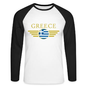 Ich liebe Griechenland, Stil Design T-Shirt - Unisex Baseballshirt langarm - Weiß/Schwarz - Vorne - Nik (191cm)