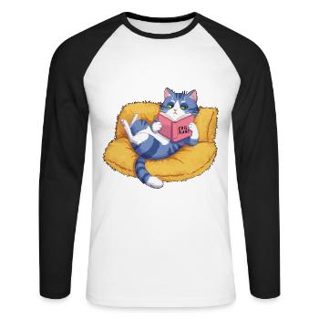 Chat maléfique - T-shirt baseball manches longues Homme - blanc/noir - Devant - Nik (191cm)