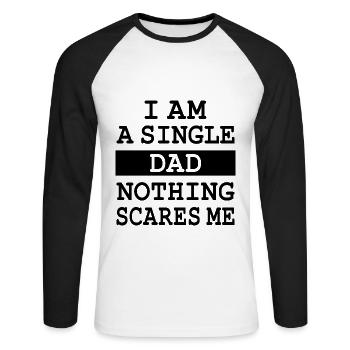 Je suis père célibataire - T-shirt baseball manches longues Homme - blanc/noir - Devant - Nik (191cm)