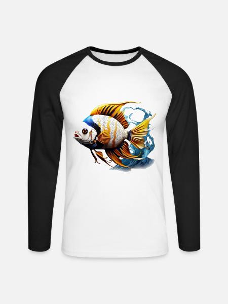 Angelfish - Unisex Long Sleeve Baseball T-Shirt - white/black