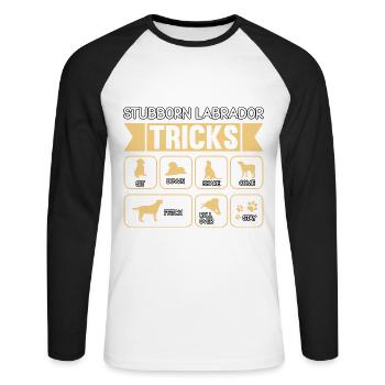 Stubborn labrador tricks - Unisex Baseballshirt langarm - Weiß/Schwarz - Vorne - Nik (191cm)