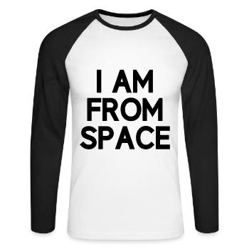 Je suis de l'espace Alien Anders Alien - T-shirt baseball manches longues Homme - blanc/noir - Devant - Nik (191cm)