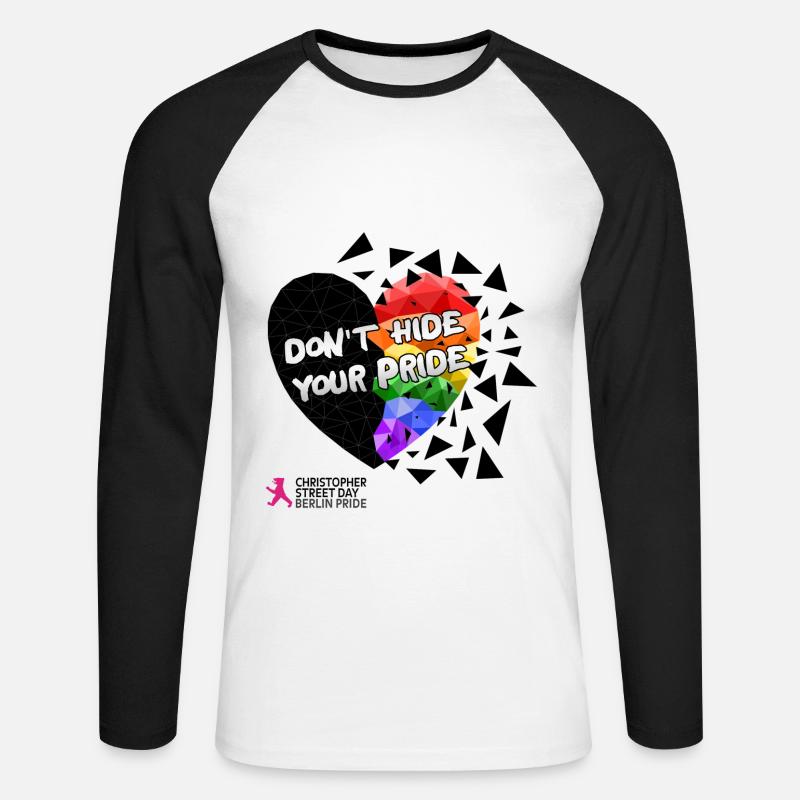 DON´T HIDE YOUR PRIDE - Unisex Baseballshirt langarm - Weiß/Schwarz