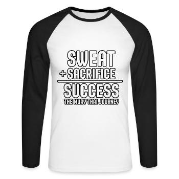 Sweat Sacrifice Succès le voyage du muay thai - T-shirt baseball manches longues Homme - blanc/noir - Devant - Nik (191cm)