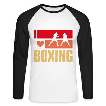 Ich liebe Boxen - Unisex Baseballshirt langarm - Weiß/Schwarz - Vorne - Nik (191cm)