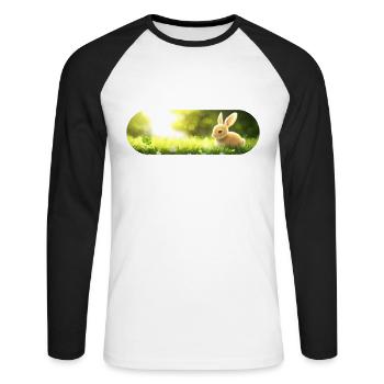 Lapin chanceux - T-shirt baseball manches longues Homme - blanc/noir - Devant - Nik (191cm)