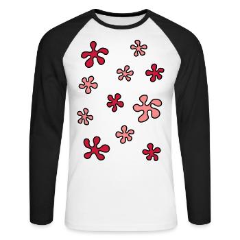 Blumen Flower Power - V3 - Unisex Baseballshirt langarm - Weiß/Schwarz - Vorne - Nik (191cm)