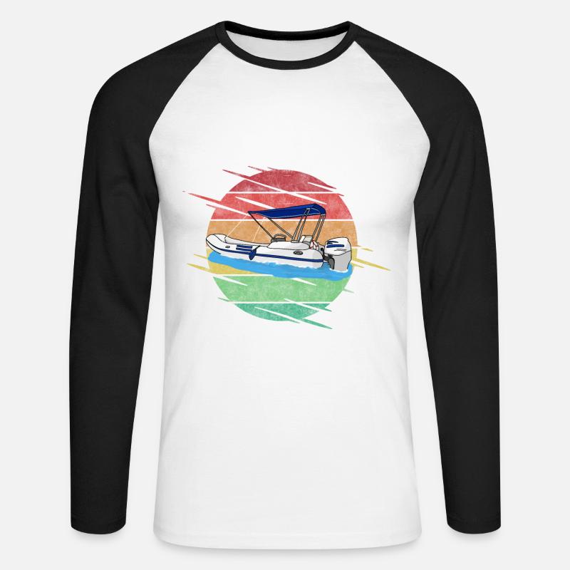 Barca a motore Gommone - Maglia da baseball a manica lunga da uomo - bianco/nero