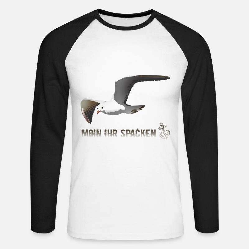 Moewe moin ihr spacken - Unisex Baseballshirt langarm - Weiß/Schwarz