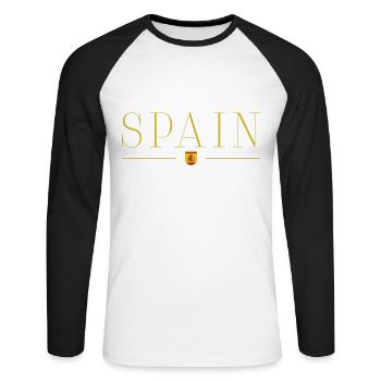 I Love Spain, Elegance Style Design T-Shirt - Unisex Long Sleeve Baseball T-Shirt - white/black - Front - Nik (191cm)