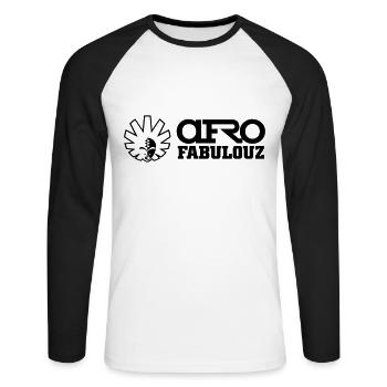 AfroFabulouz Bright - Unisex Baseballshirt langarm - Weiß/Schwarz - Vorne - Nik (191cm)