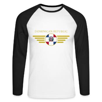 J’aime la République dominicaine Design T-Shirt - T-shirt baseball manches longues Homme - blanc/noir - Devant - Nik (191cm)