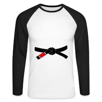 Geschenkidee Jiu Jitsu schwarzer Gürtel Team - Unisex Baseballshirt langarm - Weiß/Schwarz - Vorne - Nik (191cm)