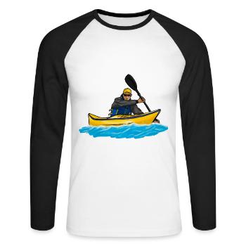 Kajak Fahrer - Unisex Baseballshirt langarm - Weiß/Schwarz - Vorne - Nik (191cm)