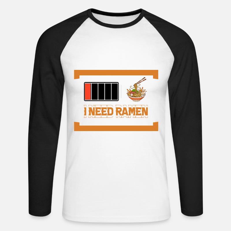 Ich brauche Ramen - Unisex Baseballshirt langarm - Weiß/Schwarz