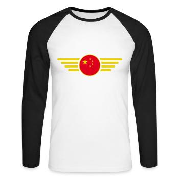 I Love China, Elegance Style Design T-Shirt - Unisex Long Sleeve Baseball T-Shirt - white/black - Front - Nik (191cm)