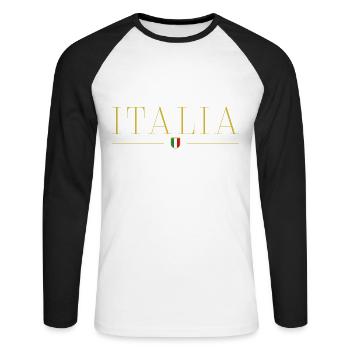 J’aime l’Italie T-shirt design de style élégance - T-shirt baseball manches longues Homme - blanc/noir - Devant - Nik (191cm)