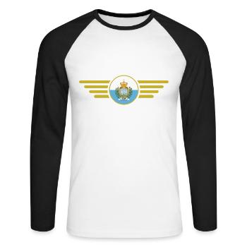 J'aime Saint-Marin, t-shirt design de style élégance - T-shirt baseball manches longues Homme - blanc/noir - Devant - Nik (191cm)