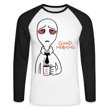 Good Morning Morning Grouch Night Owl Love Job - Unisex Long Sleeve Baseball T-Shirt - white/black - Front - Nik (191cm)