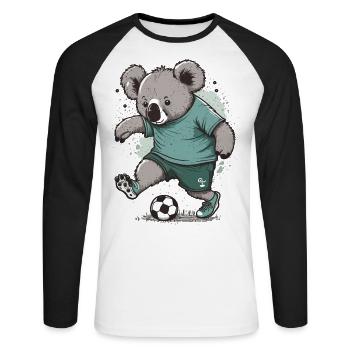 Soccer-lovin Koala - Unisex Long Sleeve Baseball T-Shirt - white/black - Front - Nik (191cm)