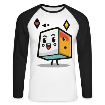 Forme géométrique Minimalisme - T-shirt baseball manches longues Homme - blanc/noir - Devant - Nik (191cm)