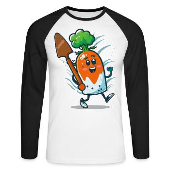 Cuisine de carottes - T-shirt baseball manches longues Homme - blanc/noir - Devant - Nik (191cm)