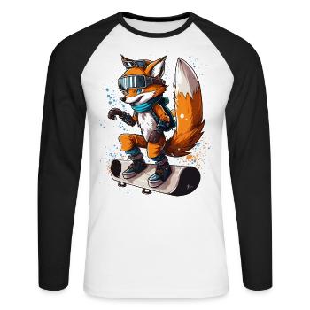 Foxy Frisch - Unisex Baseballshirt langarm - Weiß/Schwarz - Vorne - Nik (191cm)