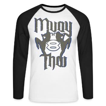 Muay Thai Kickboxing - Unisex Long Sleeve Baseball T-Shirt - white/black - Front - Nik (191cm)