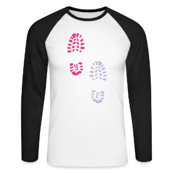 trace pas chaussure 232 - T-shirt baseball manches longues Homme - blanc/noir - Devant - Nik (191cm)