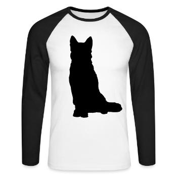 black dog silhouette / black dog silhouette - Unisex Long Sleeve Baseball T-Shirt - white/black - Front - Nik (191cm)