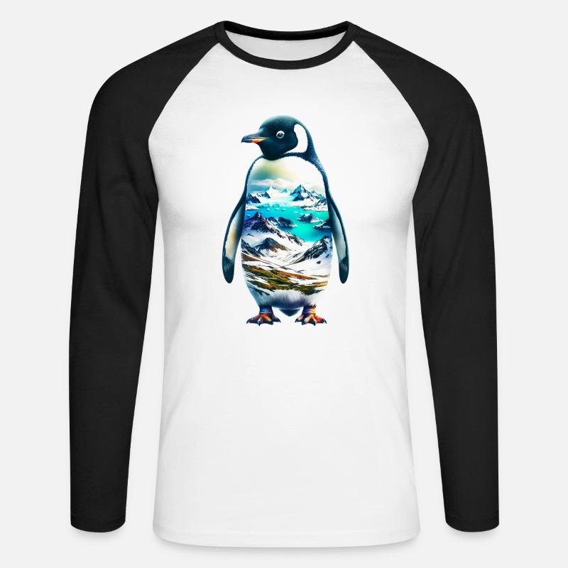 Pinguin - Unisex Baseballshirt langarm - Weiß/Schwarz
