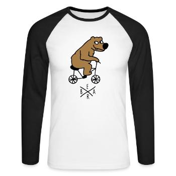 sporty bear - Unisex Long Sleeve Baseball T-Shirt - white/black - Front - Nik (191cm)