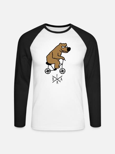 sporty bear - Unisex Long Sleeve Baseball T-Shirt - white/black