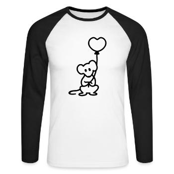 Souris + ballon - Line - T-shirt baseball manches longues Homme - blanc/noir - Devant - Nik (191cm)