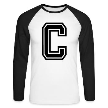 C - Unisex Baseballshirt langarm - Weiß/Schwarz - Vorne - Nik (191cm)
