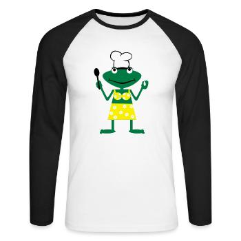 Cook frog - Unisex Baseballshirt langarm - Weiß/Schwarz - Vorne - Nik (191cm)