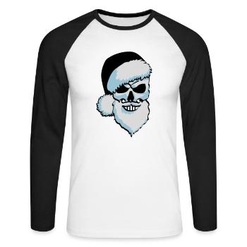 Crâne Père Noël - T-shirt baseball manches longues Homme - blanc/noir - Devant - Nik (191cm)
