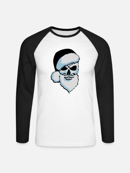 Totenschädel Weihnachtsmann - Unisex Baseballshirt langarm - Weiß/Schwarz