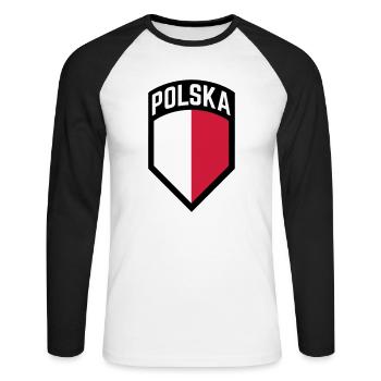 Cadeau des armoiries du drapeau de la Pologne - T-shirt baseball manches longues Homme - blanc/noir - Devant - Nik (191cm)