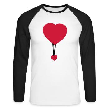 herz und herz (2c) - Unisex Baseballshirt langarm - Weiß/Schwarz - Vorne - Nik (191cm)