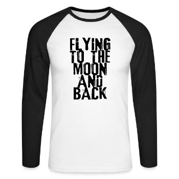flying to the moon exit-shirt - Unisex Long Sleeve Baseball T-Shirt - white/black - Front - Nik (191cm)