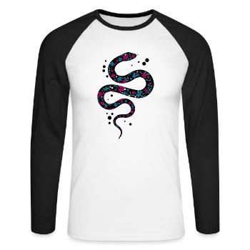 Black beautiful snake with pattern gift - Unisex Long Sleeve Baseball T-Shirt - white/black - Front - Nik (191cm)
