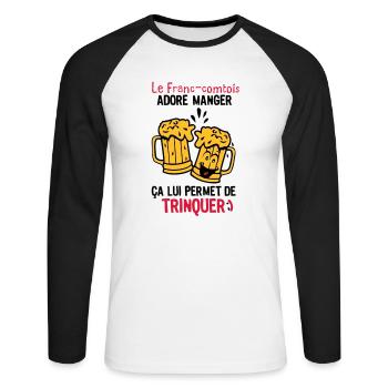 Franc Comtois Toast Alkohol Bierglas - Unisex Baseballshirt langarm - Weiß/Schwarz - Vorne - Nik (191cm)