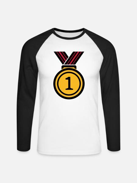 Siegermedallie - T-shirt baseball manches longues Homme - blanc/noir