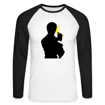 Agent BANANA - T-shirt baseball manches longues Homme - blanc/noir - Devant - Nik (191cm)