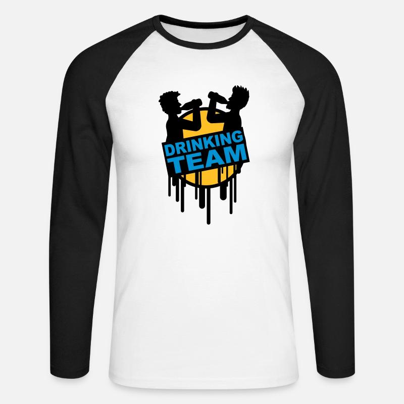 drinking_team_graffiti_stamp - Unisex Baseballshirt langarm - Weiß/Schwarz