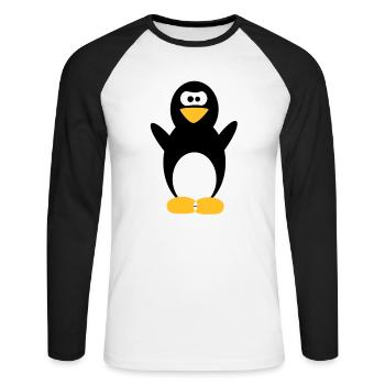 penguin - Unisex Long Sleeve Baseball T-Shirt - white/black - Front - Nik (191cm)