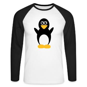 penguin - Unisex Long Sleeve Baseball T-Shirt - white/black - Front - Nik (191cm)