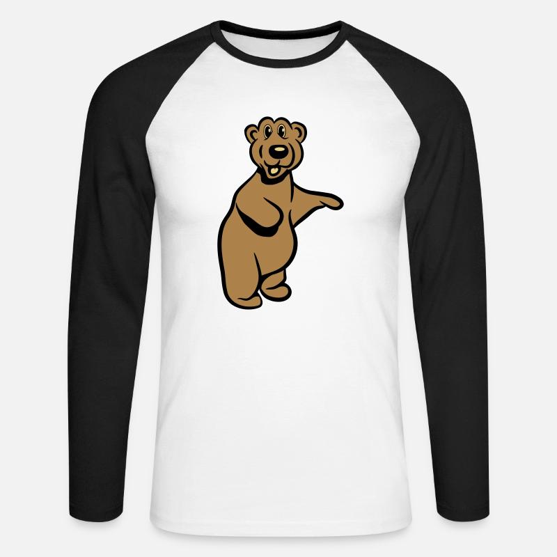 Bär witzig comic - Unisex Baseballshirt langarm - Weiß/Schwarz
